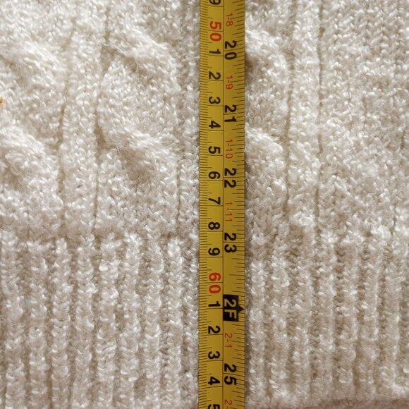 Authentic Vintage 80s Preppy White Cable Knit Collared Sweater Miranda - Picture 5 of 8